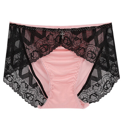 

Women Breathable Middle Waist Ladies Hip Briefs Lace Stitching Wave Hip Briefs
