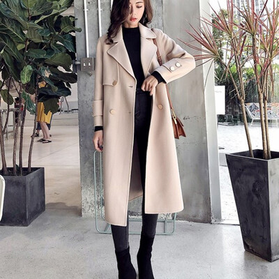 

Toponeto Women Work Solid Vintage Winter Office Long Sleeve Button Woolen Jacket Coat