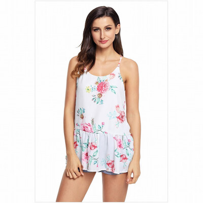 

Round neck sleeveless bohemian hem vest straight top