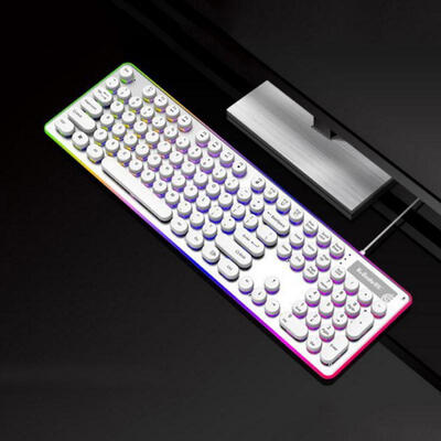 

Portable Punk Round Button USB Wired Mechanical Game Keyboard With Colorful Backlight For Desktop Computer PC