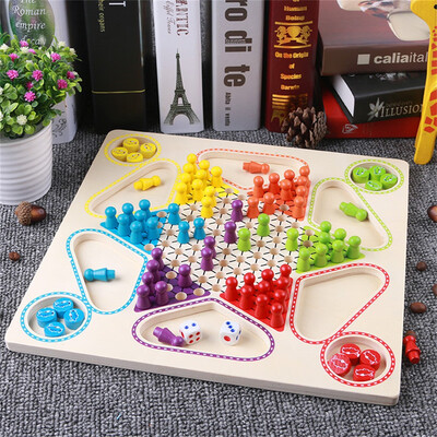 

Siaonvr Premium Flying Chess Board Game & Chinese draughts 2 in 1 Natural Wooden Board