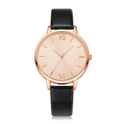 

Fashion Womens Watch Rose Gold Dial Leather Strap Wristwatch Ladies Watches Simple Casual Quartz Clock Relogio Feminino