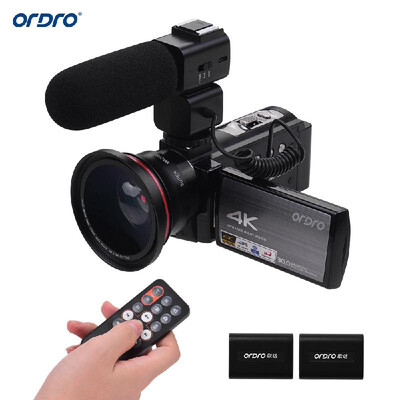 

ORDRO HDV-AE8 4K WiFi Digital Video Camera Camcorder DV Recorder 24MP 16X Digital Zoom IR Night Vision 3 Inch IPS LCD Touchscreen