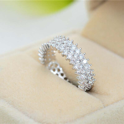 

Hip Hop Jewelry Iced Engagement Wedding Ring Silver Gold Color Stainless Steel Rings For Women