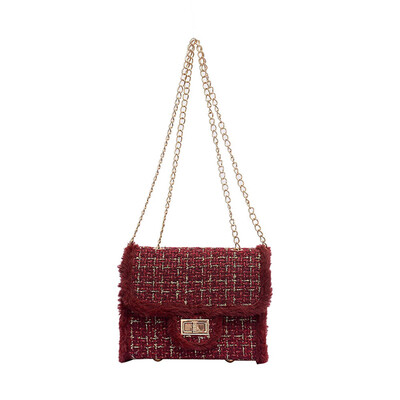 

Women Winter Woolen Shoulder Bag Simple Small Square Bags Designer Chain Crossbody Bag Handbag Ladies Messenger Bag YJ