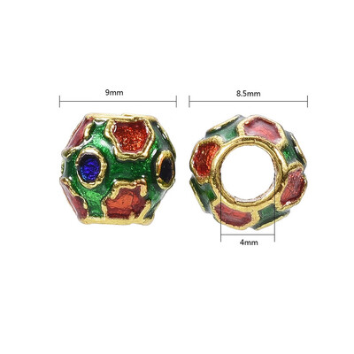 

Chinese Style Alloy Enamel Beads European Beads Large Hole Beads Rondelle Colorful Golden 9x85mm Hole 4mm