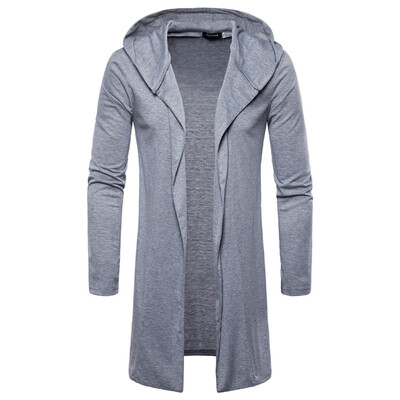 

Men Plus Size Long Sleeves Slim Fit Irregular Cardigan Open Front Hooded Jacket