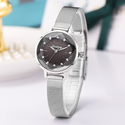 

RM Fashion Simple Pseudo Brick Stone Scale Silver Mesh With Quartz Womens Watch