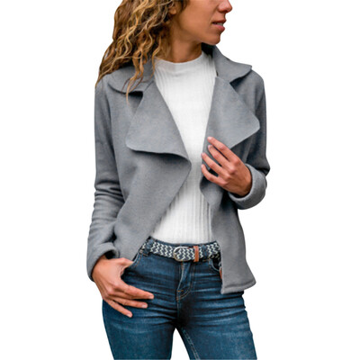 

Toponeto Women Casual Elegant Solid Color Slim Long Sleeve Lapel Cardigans Coats