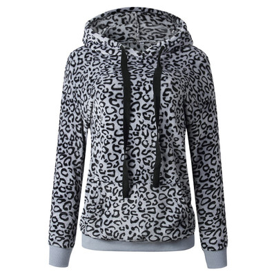 

Hoodies Women Pullovers Tops Fashion Leopard Print Jumper Sweatshirt Female Harajuku Hooded Sweatshirt Plus Size Clothing