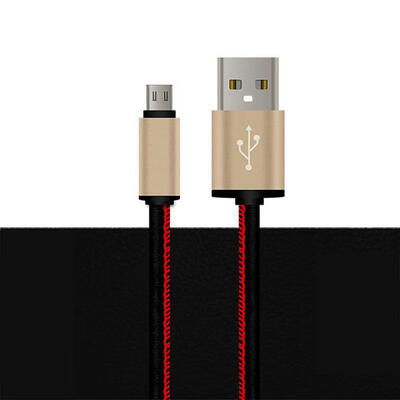 

1M Leather Micro USB Data Line Portable Braided Cord Fast Charging Cable For Mobile Phones