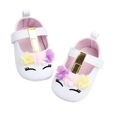 

First Walkers Girl Newborn Baby Girls Shoes PU Flower Solid Soft Soled Non-slip Footwear Baby Shoes Princess