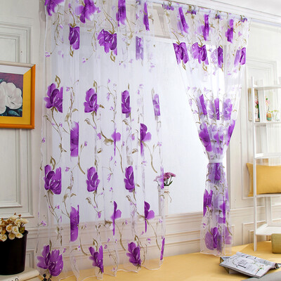 

Siaonvr 1 PCS Vines Leaves Tulle Door Window Curtain Drape Panel Sheer Scarf Valances
