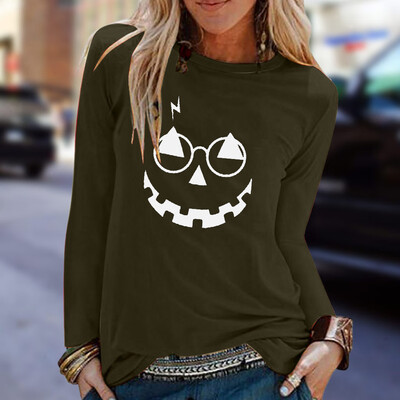 

Tailored Womens Casual Halloween Print Shirts O-Neck Long Sleeve Top Loose T-Shirt Blouse