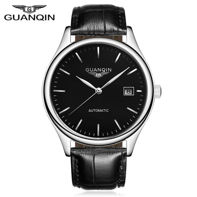 

GUANQIN GJ16054 Men Auto Mechanical Watch Date Display 3ATM Genuine Leather Band Wristwatch