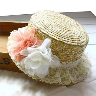 

Lace straw hat summer sun proof straw hat Korean flower fashion parent-child sun hat outdoor Beach Hat wholesale