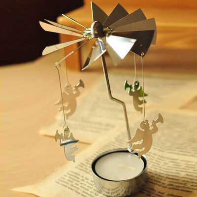 

Toponeto Rotary Spinning Tealight Candle Metal Tea light Holder Carousel Home Decor Gift