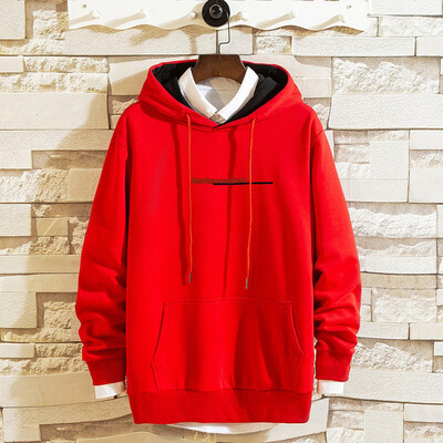 

Toponeto Mens Casual Fashion Letter Print Pullover Hooded Loose Hooded Sweater Coat