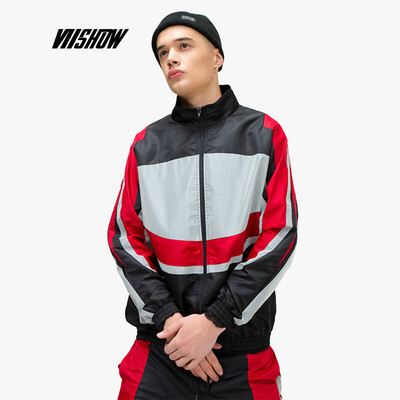 

Weixiu viishow 2019 spring new jacket mens tide brand mens stitching zipper jacket youth clothes JC1072191 black M
