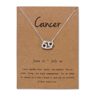 

Card Fashion Jewelry 12 Constellation Pendant Necklace Astrology Gold Tone Chain Necklace For Women