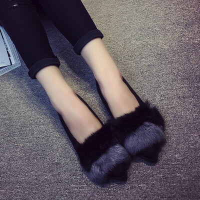 

Rose Women Ladies Slip On Sliders Fluffy Faux Fur Flat Slipper Flip Flop Single Shoes