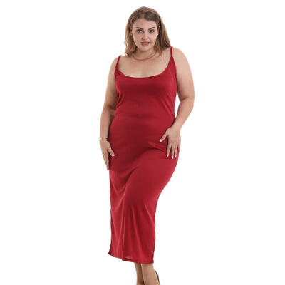 

Plus Size Loose Long Dress Solid Color Women U-neck Backless Slip Dresses