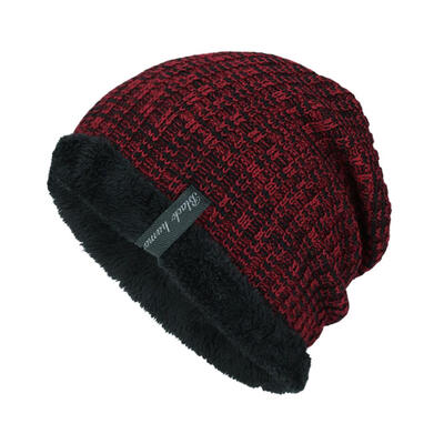 

Fashion Knitted Thicken Warm Winter Hat Men Casual Woolen Yarn Hip Hop Cap
