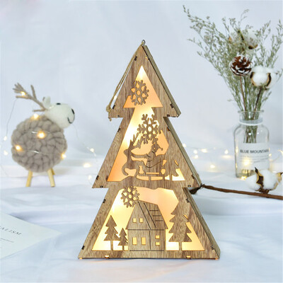 

Siaonvr LED Light Wood House Cute Christmas Tree Ornaments Window Holiday Decoration