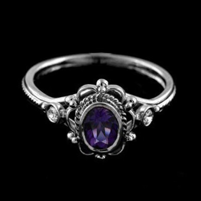 

Jewelry Ring Exquisite Amethyst Ruby Antique Anniversary Gift Retro Proposal Engagement Rings Bridal Wedding Jewelry