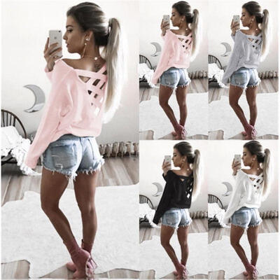 

New Fashion Womens Loose Long Sleeve Tops Blouse Shirt Casual Cotton T-Shirt