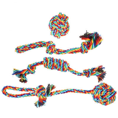

Greensen 4Pcs Pet Dog Puppy Cotton Rope Braided Knot Toy for Playing Chewing Biting Molar Teeth