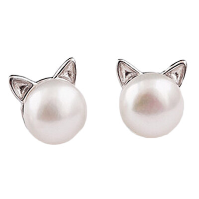 

Pearl Earrings Cat Cute Women Simple Sweet Temperament All match Fashion Earrings