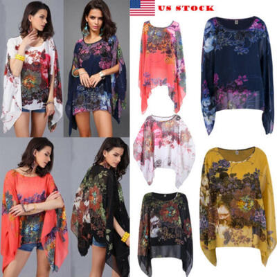

Boho Women Lady Batwing Sleeve Loose Blouse Top T-shirt Plus Size Shirt Clothing