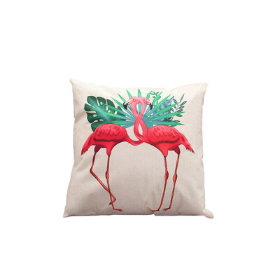 

Linen Flamingo Cushion Cover for Couch Car Waist Pillow Cushion Home Decorative Pillowcase