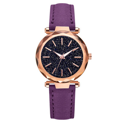 

Womens quartz watch rose gold frame starry dial decorative female student