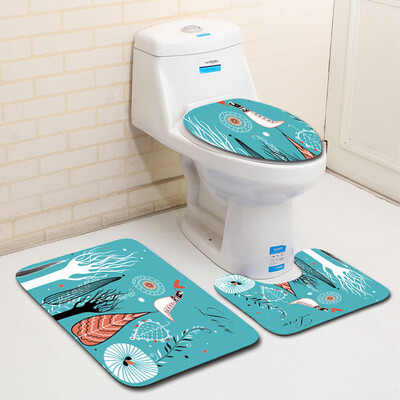 

〖Follure〗3PCS Valentines Day Pattern Non Slip Toilet Seat Cover Rug Bathroom Set Decor