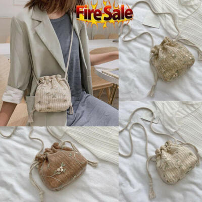 

Womens Summer Straw Handbag Beach Tote Messenger Crossbag Casual Shoulder Bag