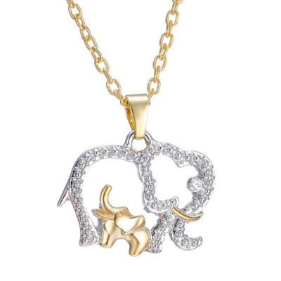 

Necklace Two Color Size Elephant Simple Choker Necklace Silver Gold Tone Alloy Rhinestone for Mom Best Friends Lover