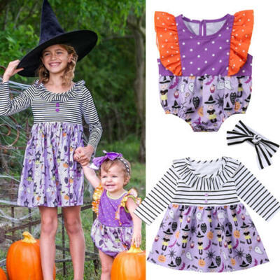 

Halloween Newborn Kids Baby Girls Sister Matching Jumpsuit Romper Dress Outfit