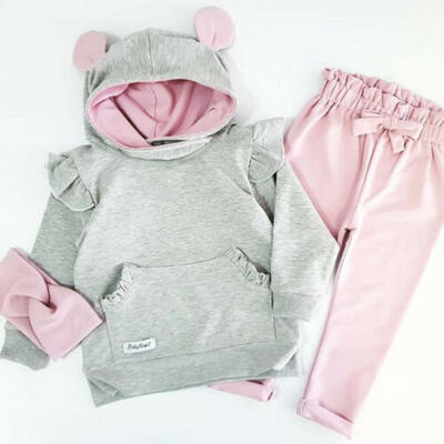 

Infant Baby Girl Tracksuit Outfit Rabbit Ears Ruffle TopsLeggings Pants Clothes
