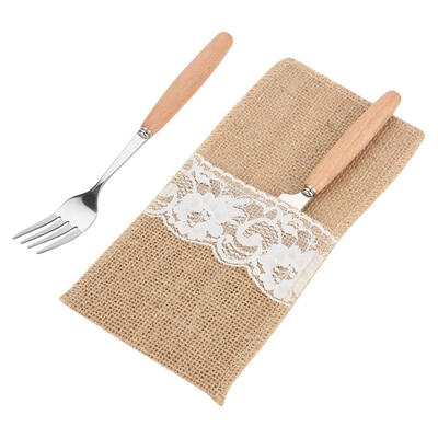 

Greensen 10Pcs Jute Lace Tableware Bag Pouch Packaging Fork & Knife Holder Rustic Wedding Decoration