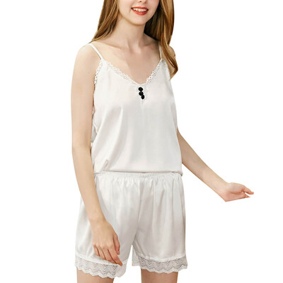 

Toponeto Women Summer Sleepwear Sleeveless Letter Nightwear Satin Lingerie Set Underwear