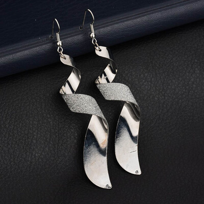 

Bohemian Long Drop Earrings For Women Rotate Shape Fashion Jewelry Twisted Surround Scrub Earrings