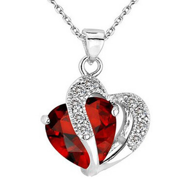 

Fashion Women Heart Crystal Rhinestone Alloy Chain Pendant Necklace Jewelry