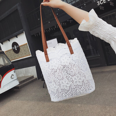 

Bag female new tide personality lace mother bucket bag Korean version of the wild large-capacity shoulder bag Messenger