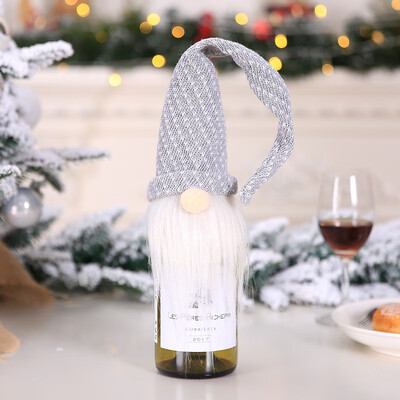 

New Hot Christmas Wine Bottle Cover Santa Hat Long Topper Wine Bottle Decorative Cover Party Dinner Christmas Decoration