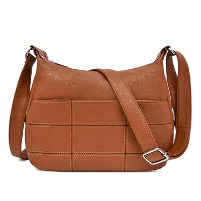 

Solid Color Lattice Shoulder Packs PU Leather Women Large Crossbody Bags