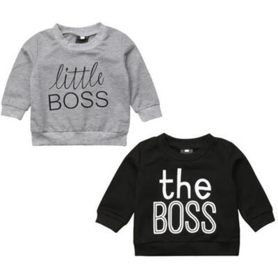 

Black&Grey Toddler Kids Baby Boys Girls Cotton Long sleeve Tops T-shirt Sweatshirt Clothes 0-5Yrs