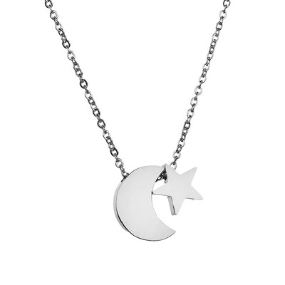 

Gold Plated Necklace Star Necklace Moon Stars Long Starry Pendant Titanium Steel Collarbone Sweater Necklace