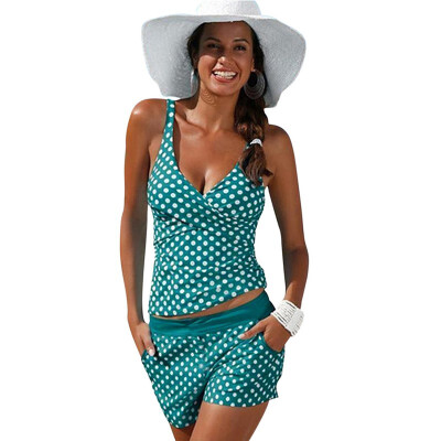 

Casual polka dot vest Swimwear seaside holiday boxer split swimsuit
